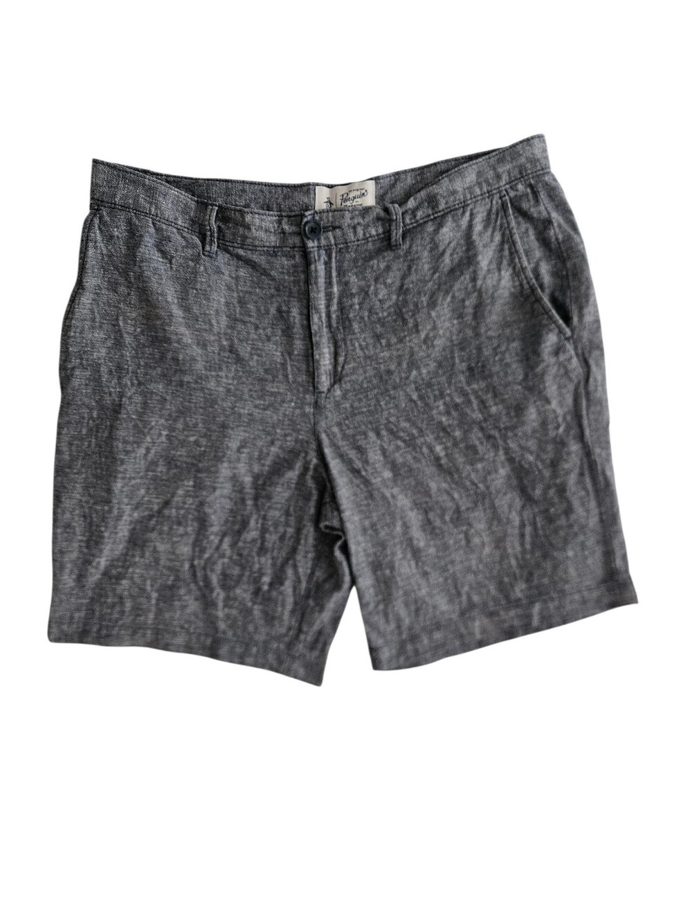 ORIGINAL PENGUIN Linen Blend Chambray Blue/Gray Shorts | SZ 34